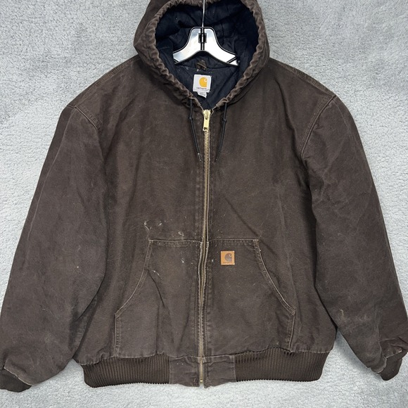 Carhartt Other - VTG Carhartt J130 Sandstone Active Jacket‎ 2XL XXL Brown Quilted Lining Distress